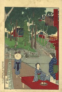 Kiyochika / 100 Views of Musashi / Meguro Fudo [武蔵百景之内　目黒不動]