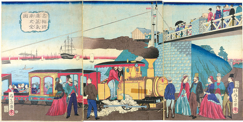 Ikkei “Steam Engine of The Railroad at Takanawa”