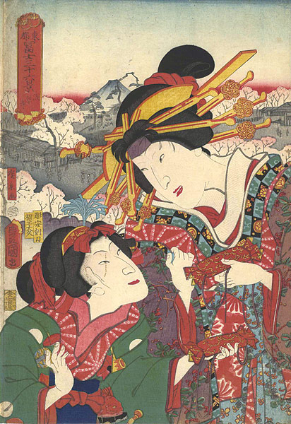 Toyokuni III / Hirokage “36 Views of the Eastern Capital and Mt. Fuji  / Sensoji temple”