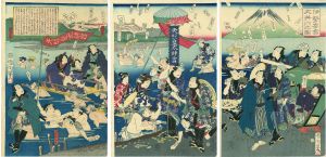 国周「伊勢参宮大井川之図」