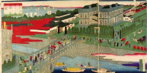 Yoshitora / Railway at a Glance from Shiodome Bridge [芝口汐留橋ヨリ鉄道館一覧之図]