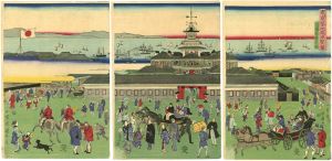 Kuniteru II / Tokyo, Tukiji Hotel [東京築地馬車繁栄外国館勝景ノ図]