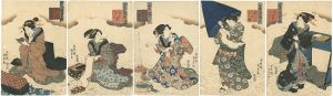 Kunisada / Currently Parodies of Seven Komachi : set of 5 [当世見立七小町]