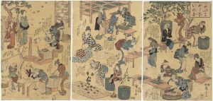 Hiroshige / Silkworm Culture [かいこやしないの図]