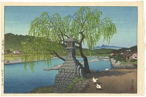 Willow of Ferry Station at Yoshino River