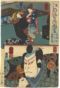Kuniyoshi / Modern Style Set of the Provinces in Edo Brocade / Mutsu and Dewa Province [江都錦今様国尽　陸奥（宮城野・志のぶ） 出羽（佐藤忠信）]
