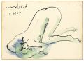 自筆画色紙　裸婦図