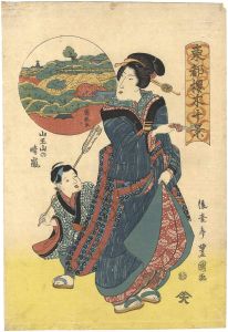 Toyokuni II / Ten Views of Cherry Trees in the Eastern Capital / Clearing Weather at Sanno  [東都櫻木十景　山王山の晴嵐]