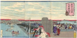 Kiyochika / View of Ryogoku, One of the Five Great Bridges of Tokyo [東京五大橋之両国真景]