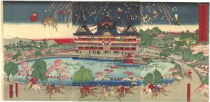 Chikanobu / Horse Racing at Shinobazu Pond in Ueno, Tokyo [東京上野不忍競馬之図]