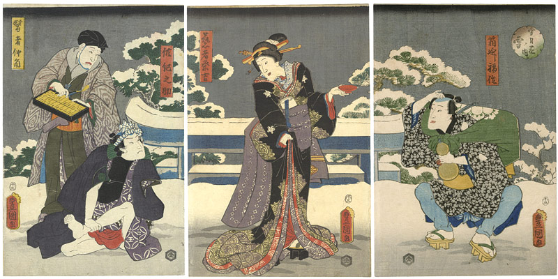 Toyokuni III “Snow, Moon and Flowers / Snow”