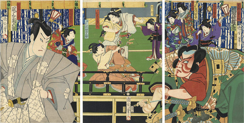 Kunichika “Kabuki Scene from Umemomiji Nishikino Dateori”