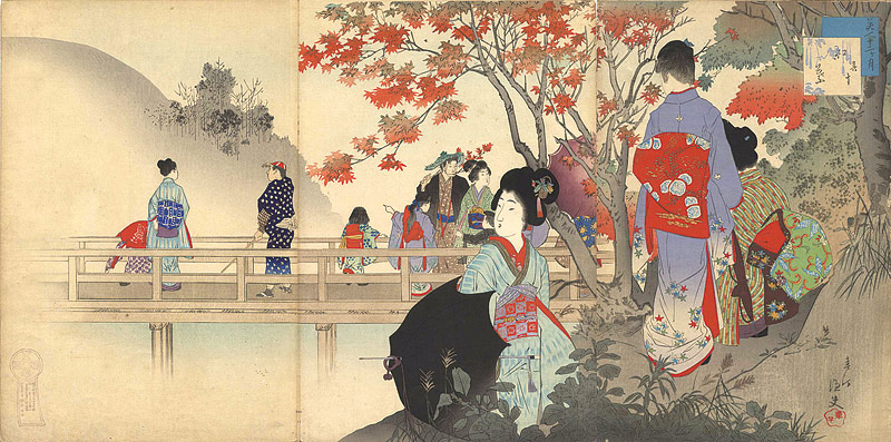 Shuntei “Beautiful Women for the Twelve Months / The 10th Months- Maple Viewing”