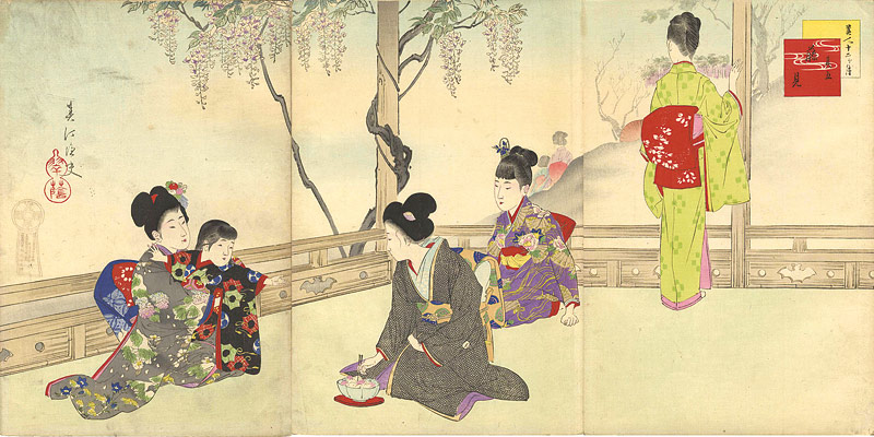 Shuntei “Beautiful Women for the Twelve Months / The 5th Months - Viewing the Wisteria”