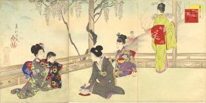 Shuntei / Beautiful Women for the Twelve Months / The 5th Months - Viewing the Wisteria [美人十二ヶ月　其五　藤見]