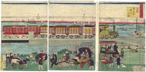 Kuniteru II / Famous Places in Tokyo / The Takanawa Steam Railway [東京名勝之内　高輪蒸気車鉄道全図]