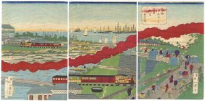 Ikkei / A DistantVIew of Shiodome from Takanawa [高輪鉄道よ里汐留鉄道一覧の図]