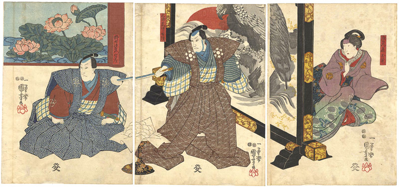 Kuniyoshi “Kabuki Scene from Kamakura-yama Sakura no Goshozome”
