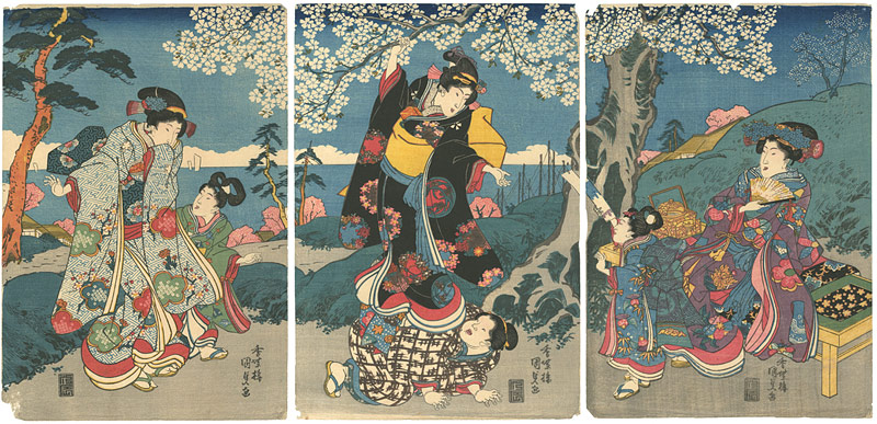 国貞初代「桜下美人図（仮題）」