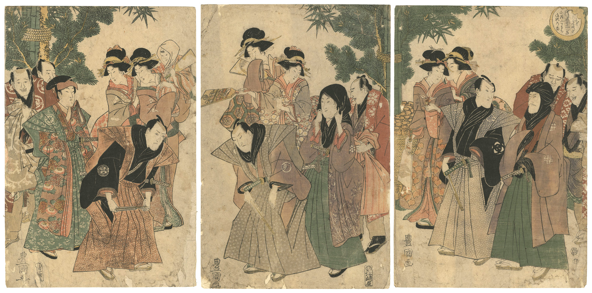 Toyokuni I “Twelve Months of Kabuki Actors / New Year’s Greetings in Nichomachi”