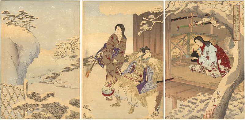 Chikanobu “HIno Suketoshi Visits the Shinozuka Mother and Child at Snowy Night”