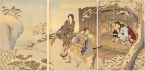 Chikanobu / HIno Suketoshi Visits the Shinozuka Mother and Child at Snowy Night [日野資俊卿雪夜篠塚母子に逢ふ図]