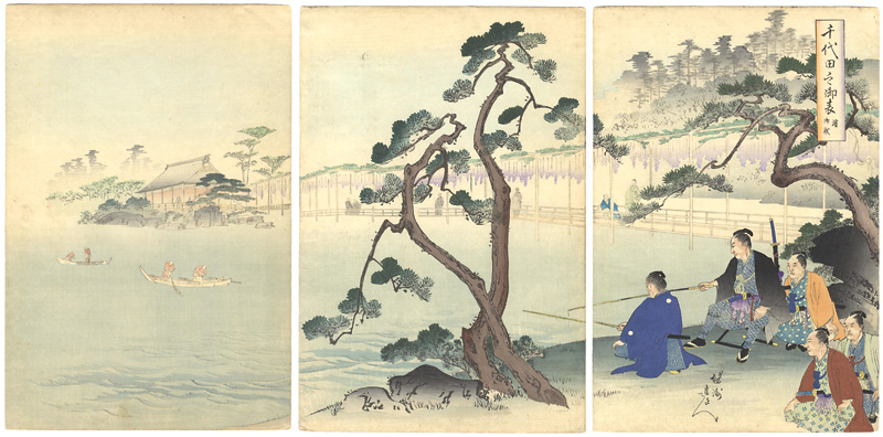Chikanobu “Chiyoda Outer Palace /  Fishing at Hamagoten”