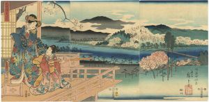 広重初代 豊国三代「嵯峨野風景　風流源氏絵合」