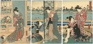 豊国三代「隅田堤花盛之光景」