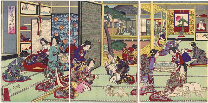 Ikuhide “Japanese Costumes in Eastern Brocade / Birth Ceremony of Receiving Visits from Other Families”