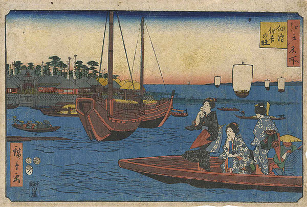 Hiroshige I “Famous Place in Edo / Sumiyoshi Shrine, Tsukuda Island”