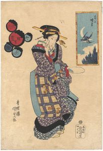 新板風流相生尽　卯春　月に時鳥