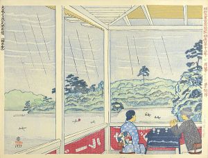 昭和大東京百図絵　大森区・洗足池雨情（梅雨季）