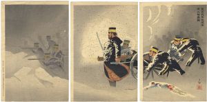 Kiyochika / Braving the Snow Our Army Captures the Fortress at Weihaiwei [威海衛之堅壘ヲ雪ヲ冐シテ我軍抜ク図]