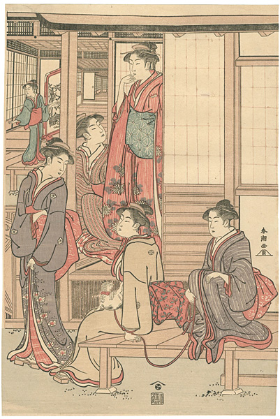 Shuncho “Group of Young Women on the Veranda of a Tea–house(right)【Reproduction】”