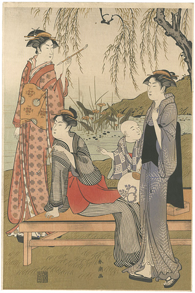Shuncho “Women Relaxing under a Willow Tree【Reproduction】”