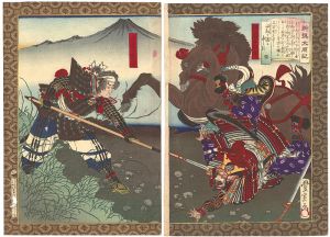 Toyonobu / Newly Selected Records of the Taiko Hideyoshi / Kinoshita Tokichiro defeating Ito Hyuganokami [新撰太閤記　秀吉伊東日向守を打取る図]