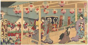 Chikanobu / November : Performance at Saruwakacho [江戸風俗十二ヶ月の内  十一月 猿若町顔見世積物図]