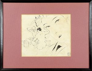 岩田専太郎「自筆挿絵 天狗 23」