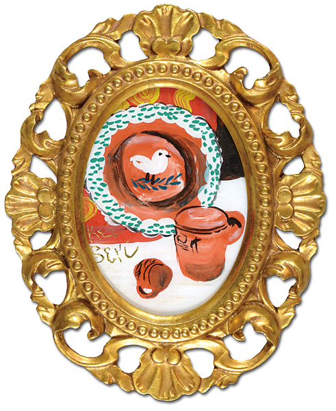 芹沢銈介「硝子絵 ぎりしゃ皿と器」