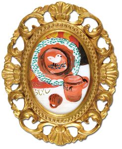 芹沢銈介「硝子絵 ぎりしゃ皿と器」