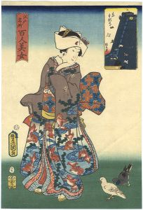 Toyokuni III, Kunihisa / Famous Places in Edo Compared with 100 Beauties / Higashi Hongan-ji [江戸名所百人美女　東本願寺]