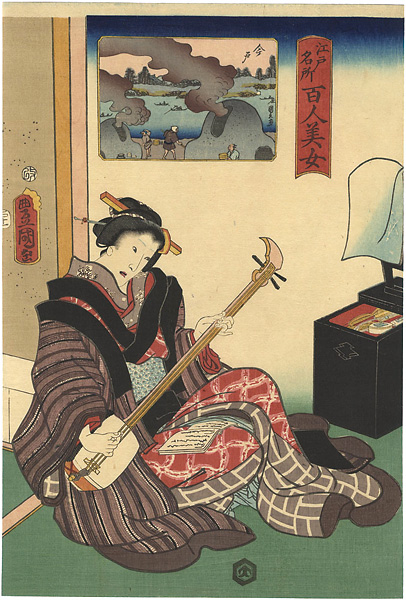 Toyokuni III, Kunihisa “Famous Places in Edo Compared with 100 Beauties / Imado”