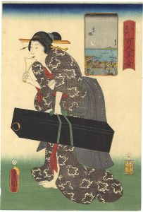 Toyokuni III, Kunihisa / Famous Places in Edo Compared with 100 Beauties / Takanawa [江戸名所百人美女　高輪]