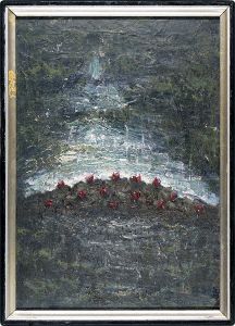 藤山ハン「自筆画 夜・水辺風景」