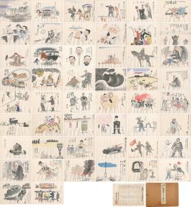 Kitazawa Rakuten, Okamoto Ippei, Maekawa Senpan, Tanaka Hisara and Other Artists / 肉筆漫画開国六十年史図絵