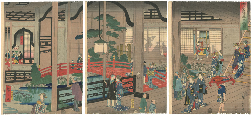 Hiroshige II “View of the Interior of the Gankiro Tea House in Yokohama”