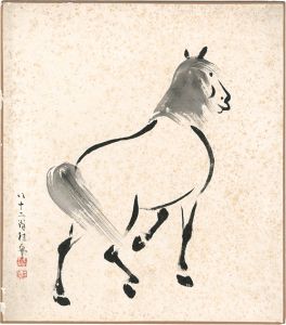 自筆色紙 馬