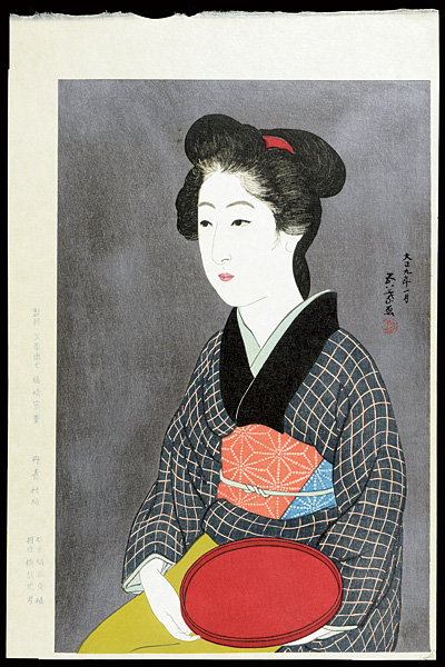 Hashiguchi Goyo “Waitress with a Red Tray 【Reproduction】”