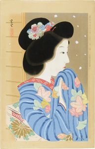 Kondo Shiun / New Ukiyo-e Style Beauties / November, First Snow